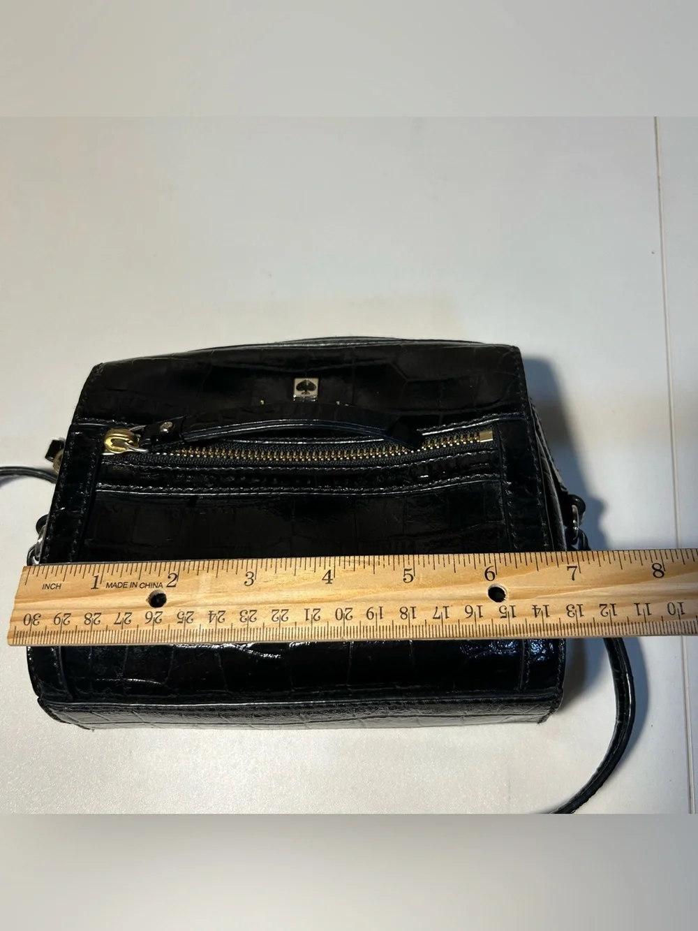 kate spade Black Croc-Embossed Crossbody Camera Bag Shoulder bag
